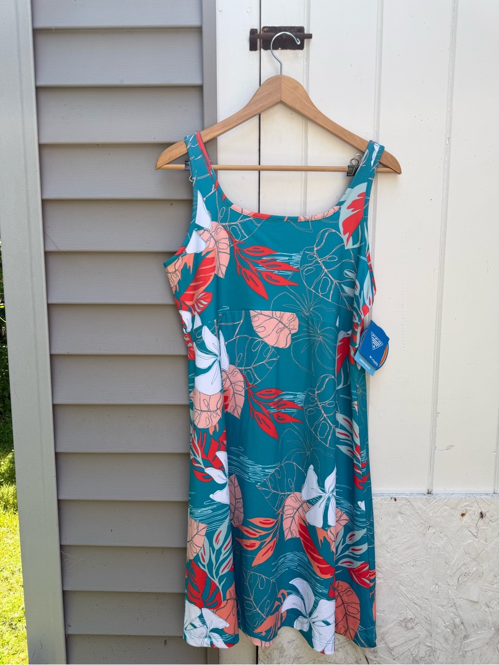 Columbia Teal UPF 50 Tropical Midi Dress Preformance Fishing Gear Swimwear NWT